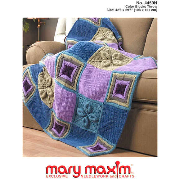 Vintage Mary Maxim Cottagecore 3D Flower Patch Throw Afghan 70"x48" Blue Multi - Picture 9 of 9